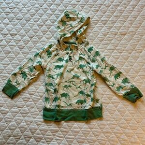 Kids Cream and Green Dinosaur Hoodie